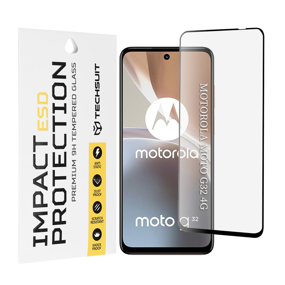 Pellicola protettiva per schermo Techsuit per Motorola Moto G32, vetro temperato, Full Glue, nera