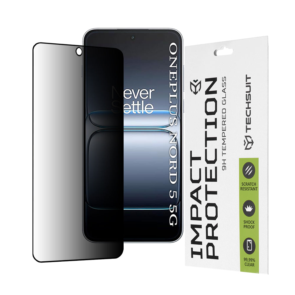Film de protection écran Privacy Techsuit pour OnePlus Nord 5, Verre Trempé, Full Glue, 111D