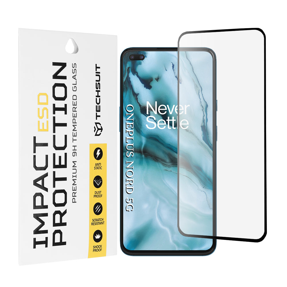 Pellicola protettiva Techsuit per OnePlus Nord 5, Vetro Temperato, Full Glue, Nera