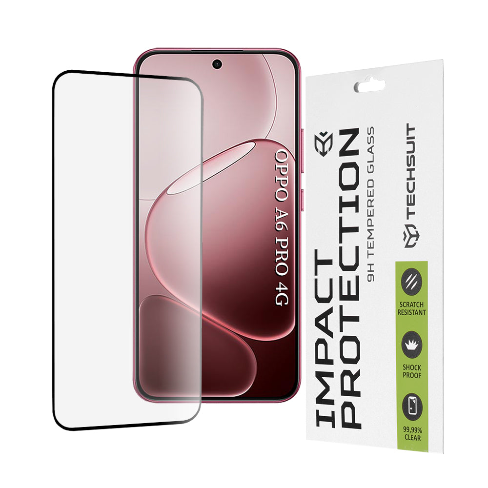 Schutzfolie Techsuit für Oppo A6 Pro 5G / A6 Pro 4G, gehärtetes Glas, Full Glue, 111D, Schwarz