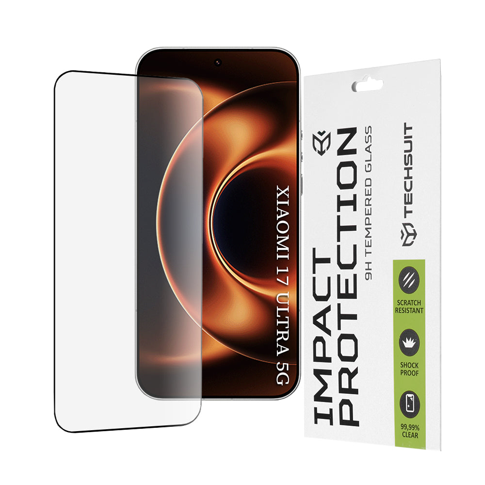 Displayschutzfolie Techsuit für Xiaomi 17 Ultra, gehärtetes Glas, Full Glue, 111D, Schwarz