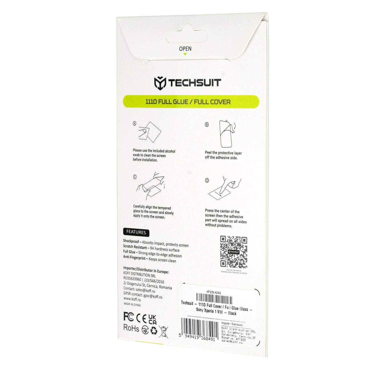Pellicola protettiva per schermo Techsuit per Xiaomi 17T Pro, Vetro temperato, Full Glue, 111D, Nero