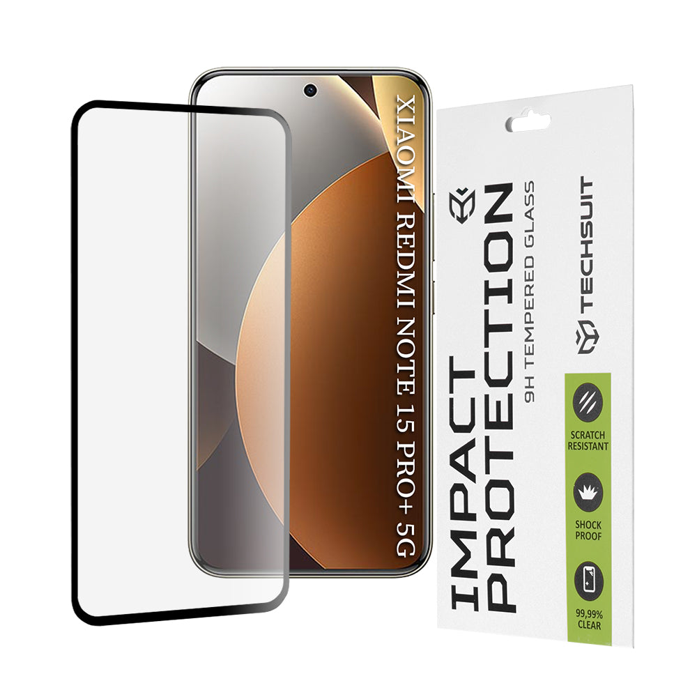 Film de protection d'écran Techsuit pour Xiaomi Poco M8 Pro / Redmi Note 15 Pro+ 5G, Verre Trempé, Full Glue, 111D, Noir
