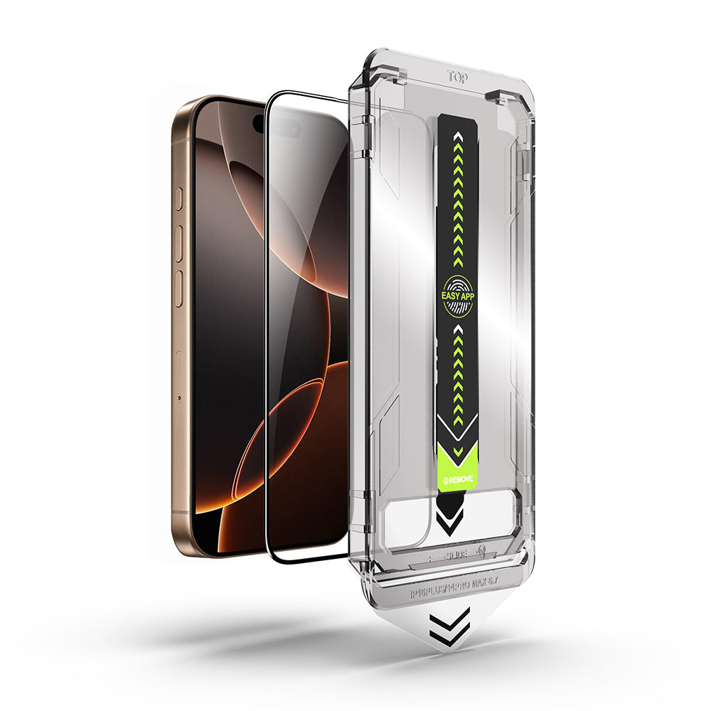 Techsuit TitanGlass Screen Protector for Apple iPhone 17 / 16 Pro, Tempered Glass, Full Glue, Black