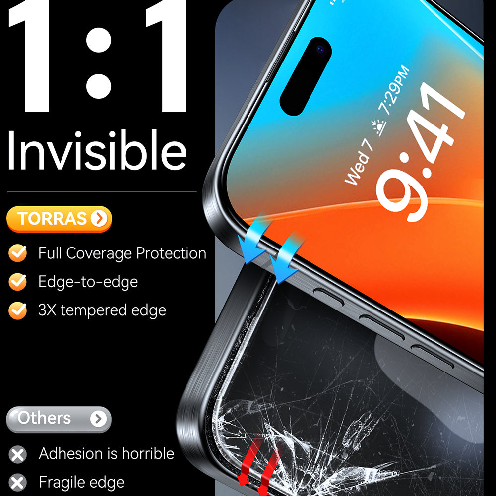 Pellicola Protettiva Schermo Torras GlassGo Install Master per Apple iPhone 16, Vetro Temperato, Full Glue, Nera