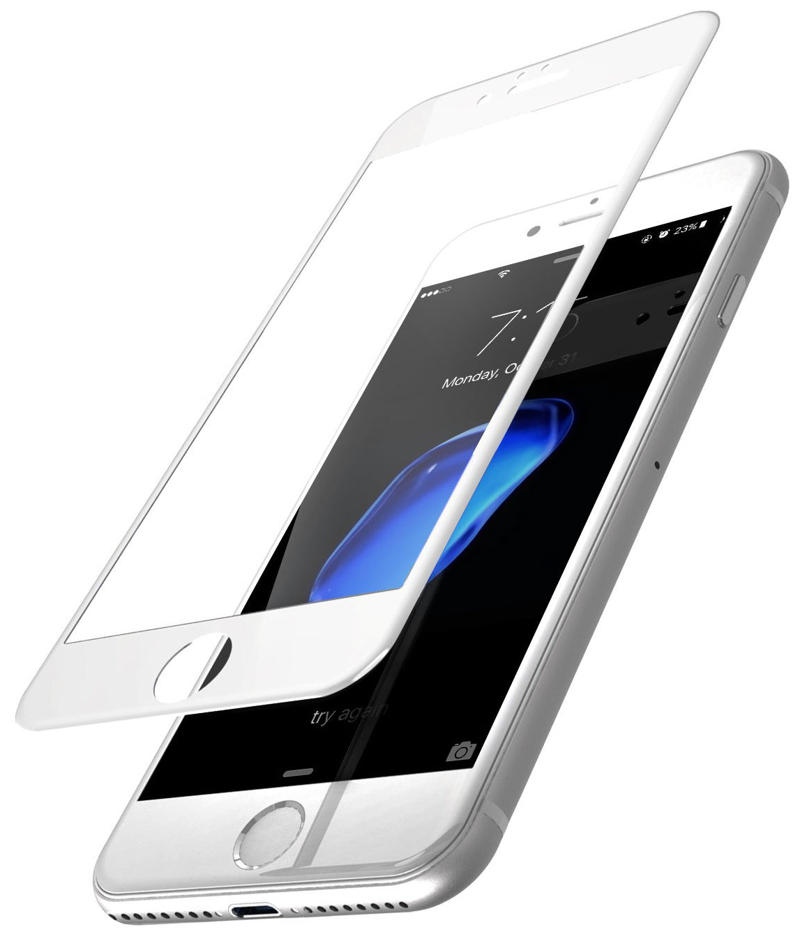 Film de protection d'écran OEM pour Apple iPhone SE (2022) / SE (2020) / 8, Verre Trempé, Colle Complète, 5D, Blanc