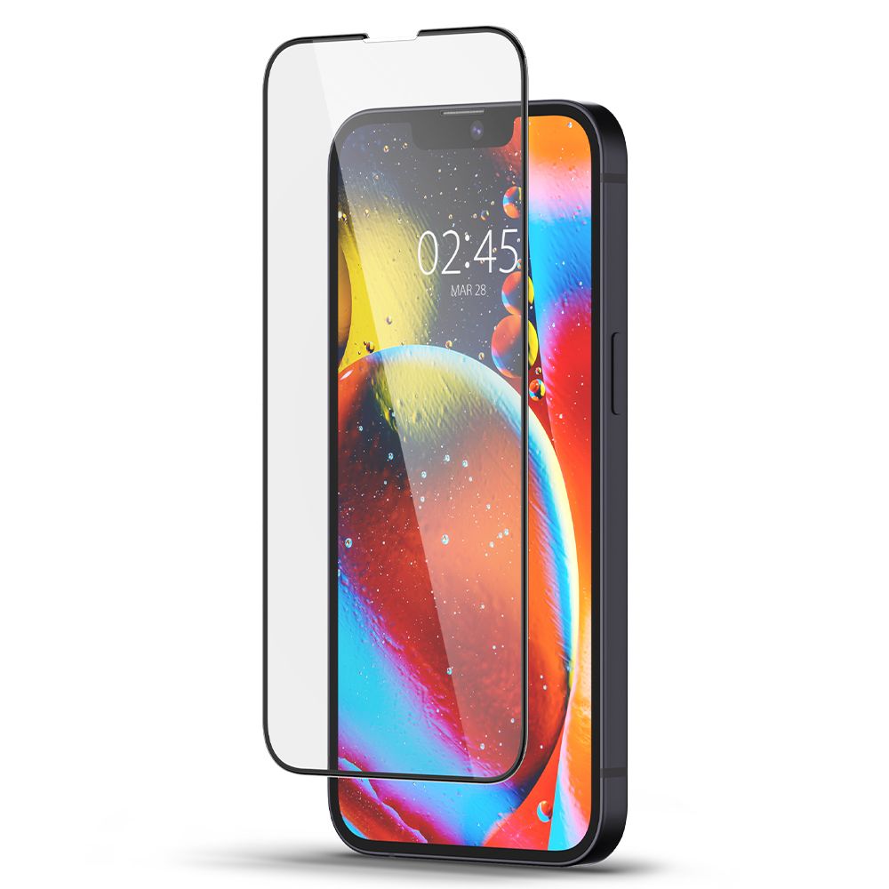 Pellicola Protettiva Schermo Spigen GlastR Slim per Apple iPhone 17e / 16e / 14 / 13 Pro, Vetro Temperato, Full Glue, Nera AGL03392