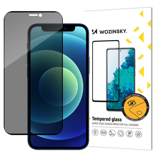 WZK AntiSpy Displayschutzfolie für Apple iPhone 12 / 12 Pro, abgeschirmtes Glas, Vollverklebung