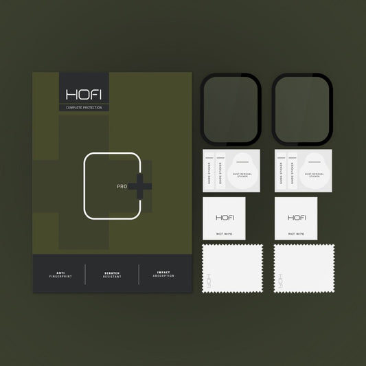 Pellicola protettiva HOFI Hybrid PRO+ per Apple Watch serie 41mm, set di 2 pezzi, plastica, nero