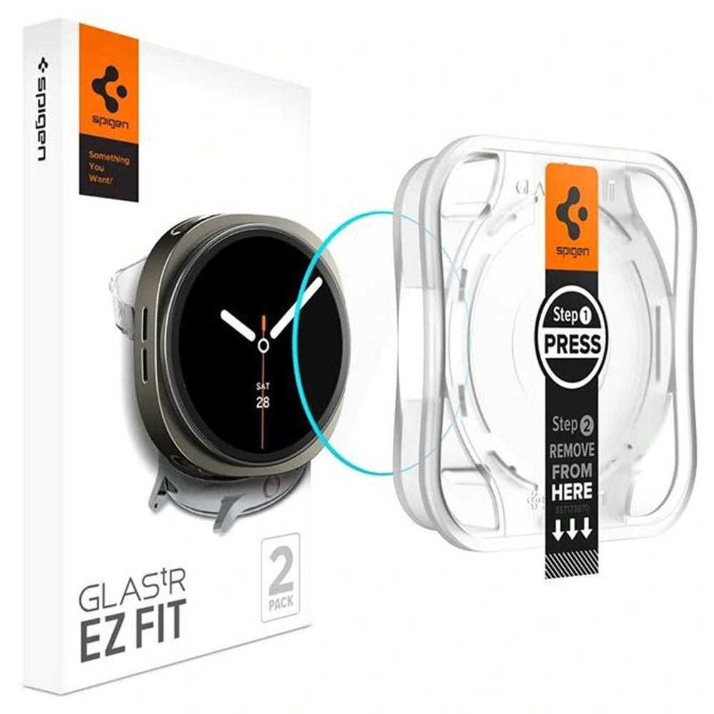 Pellicola Protettiva Spigen GlastR EZ FIT per Samsung Galaxy Watch8 40mm, Set 2 pezzi, Vetro Temperato AGL09876