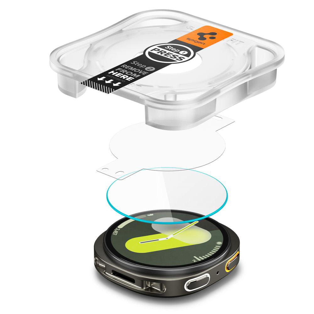 Pellicola Protettiva Spigen GlastR EZ FIT per Samsung Galaxy Watch8 44mm, Set 2 pezzi, Vetro Temperato AGL09874