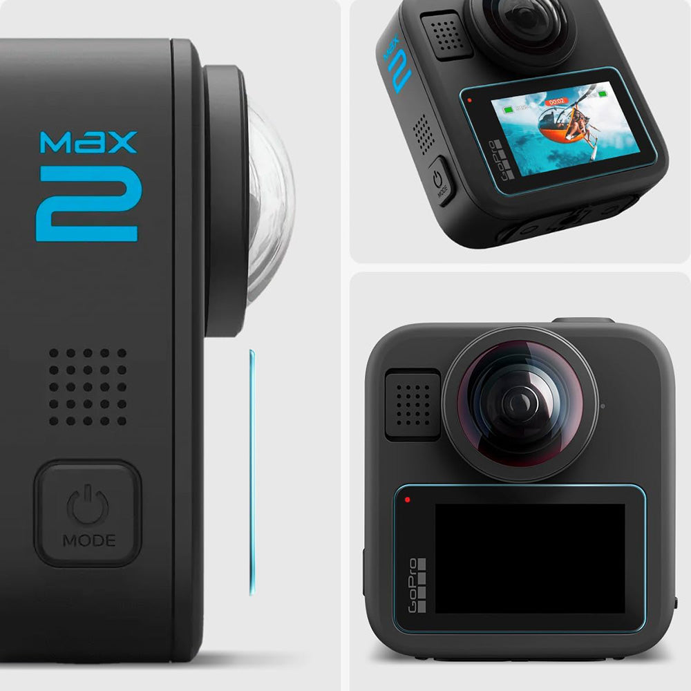 Displayschutzfolie Spigen GlastR Slim für GoPro Max 2, Set mit 2 Stück, Gehärtetes Glas AGL11230