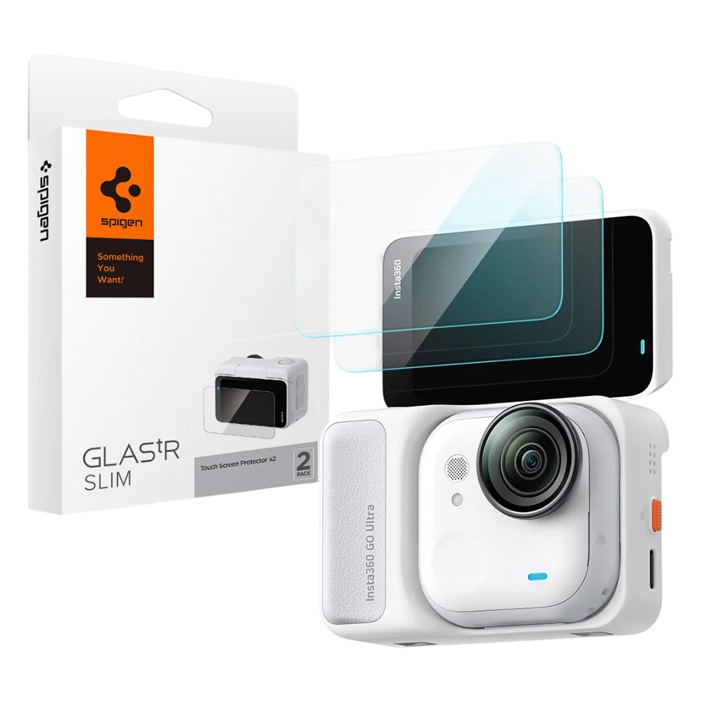 Film de Protection d'Écran Spigen GlastR Slim pour Insta360 Go Ultra, Verre Trempé, Set de 2 pièces AGL11171