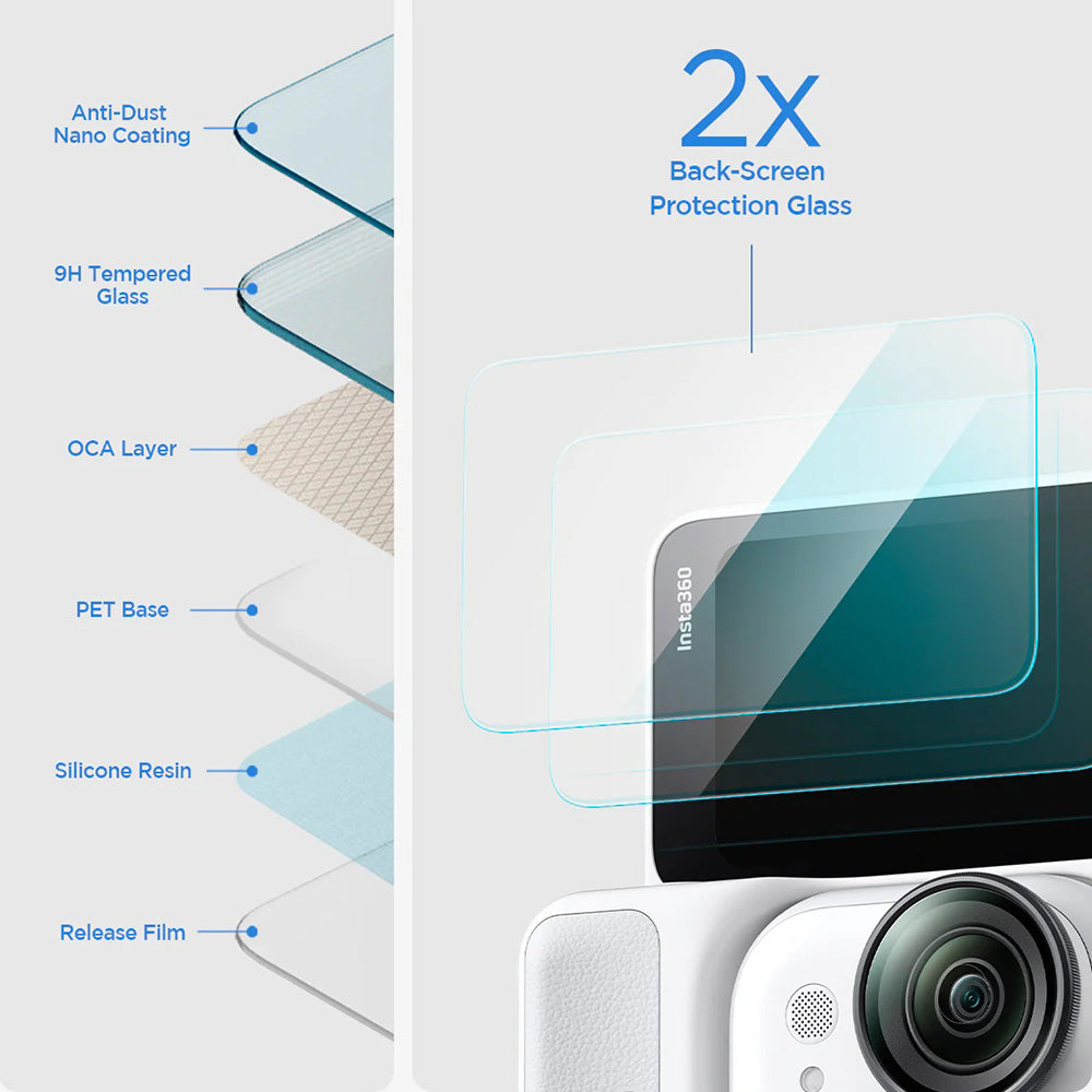 Film de Protection d'Écran Spigen GlastR Slim pour Insta360 Go Ultra, Verre Trempé, Set de 2 pièces AGL11171