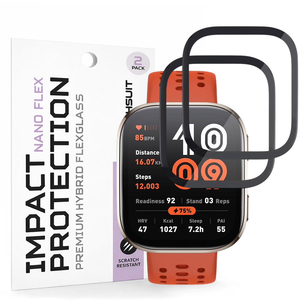 Schutzfolie Techsuit Nano Flex für Amazfit Bip 6, Set 2 Stück, Kunststoff, Schwarz