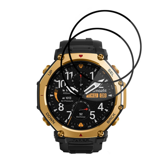 Pellicola Protettiva Techsuit Nano Flex per Amazfit T-Rex 3 Pro 48mm, Set 2 pezzi, Plastica, Nera
