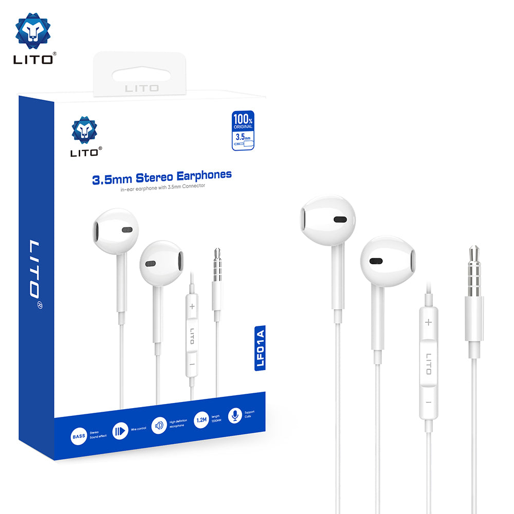 Handsfree 3.5mm Lito LF01A, Bianco