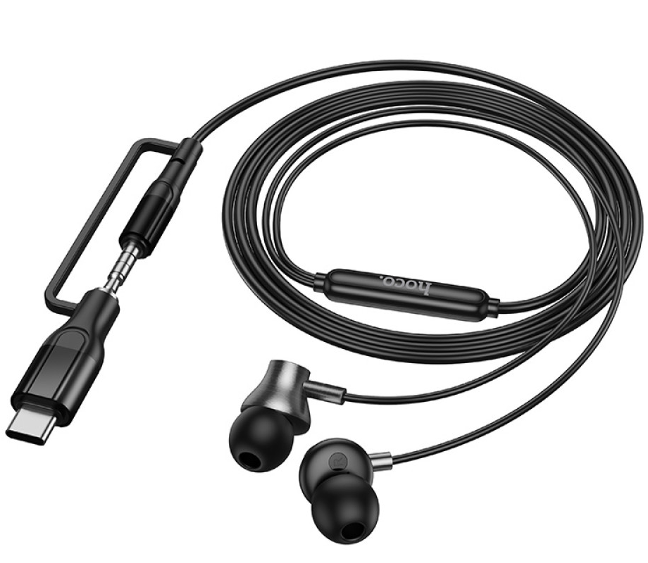 Auricolare 3.5mm / USB-C HOCO M119A, Nero
