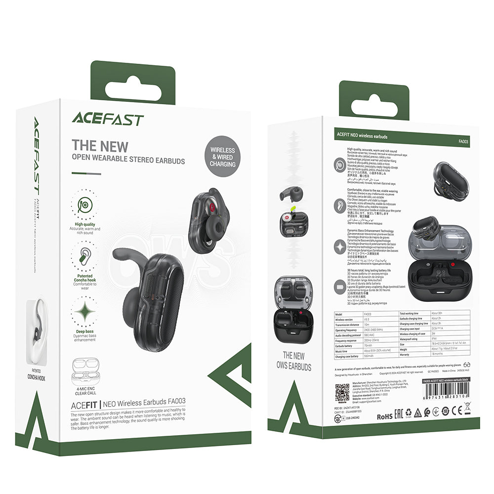 Auricolari Bluetooth Acefast Acefit Neo, TWS, Nero