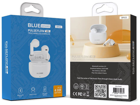 Auricolare Bluetooth Blue Power BPX33, TWS, Bianco