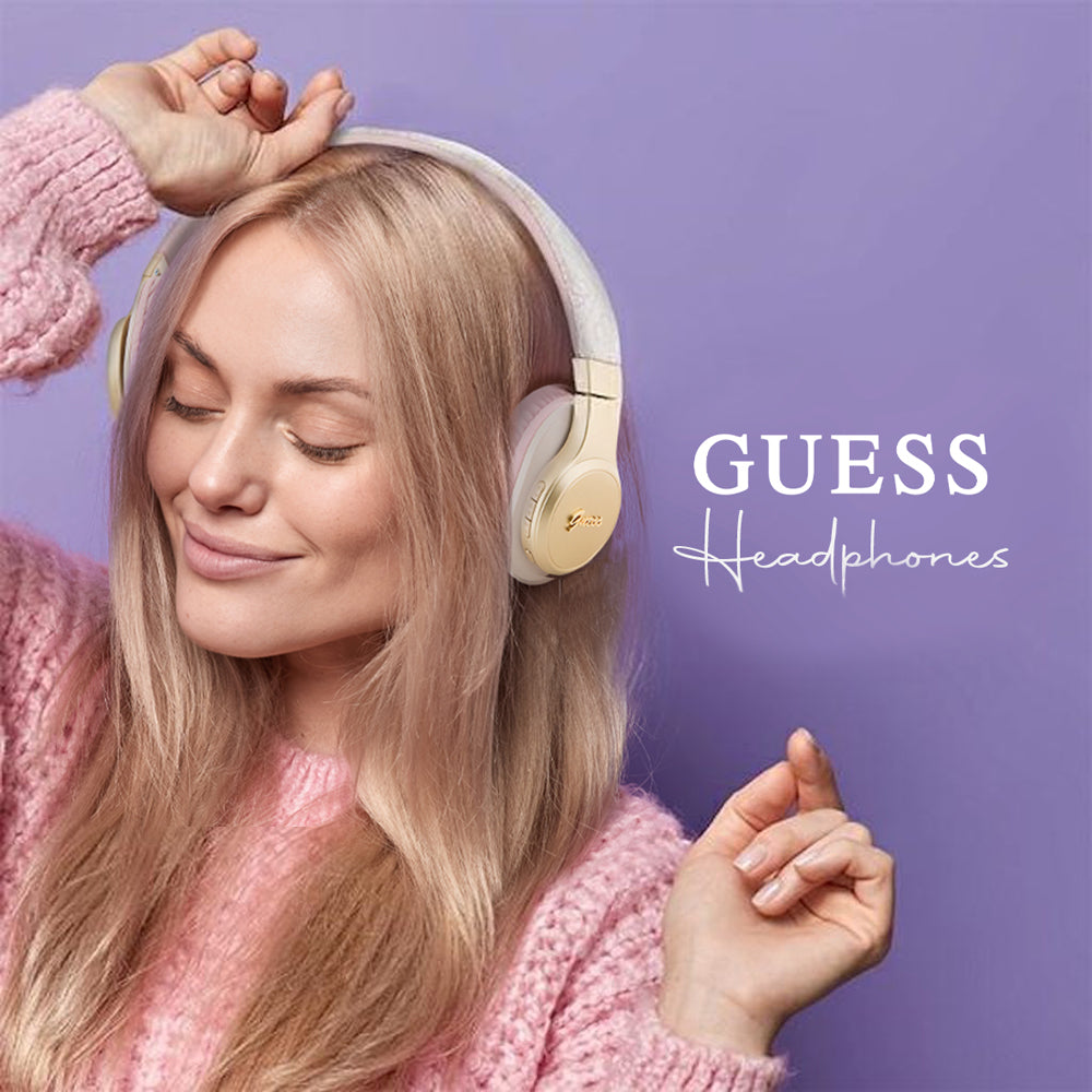 Kit mains libres Bluetooth Guess 4G Tone on Tone Script Logo, A2DP, Rose