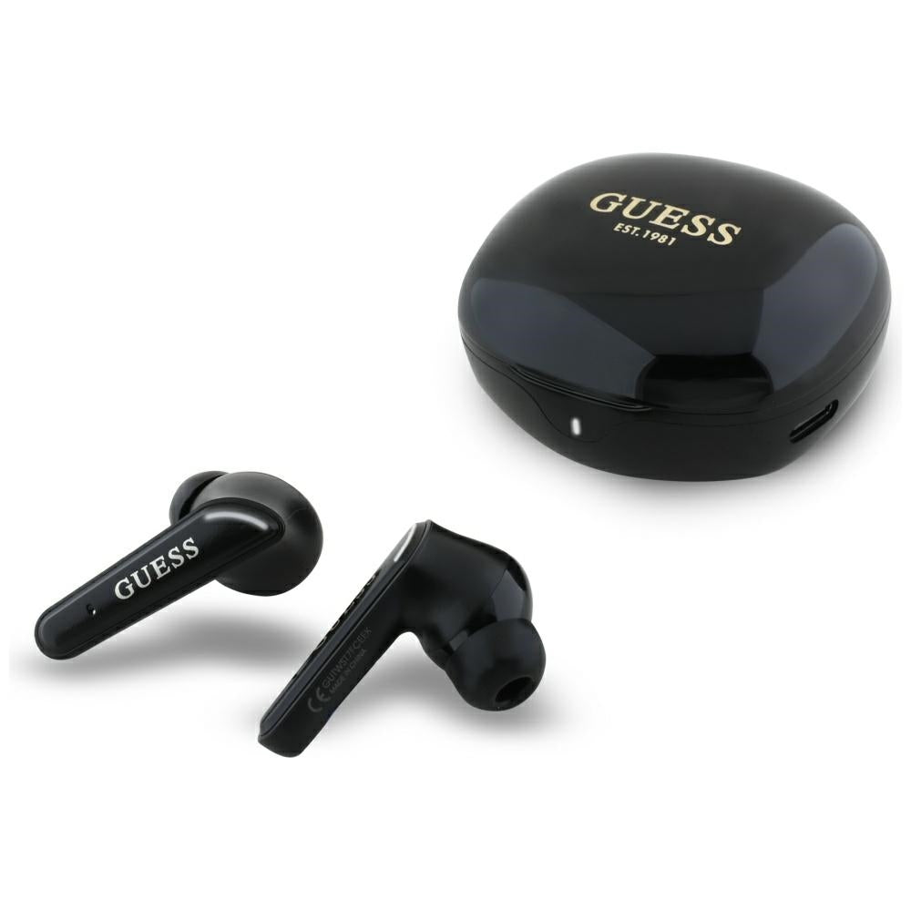Handsfree Bluetooth Guess Flat Classic Logo Electroplated, TWS, Schwarz