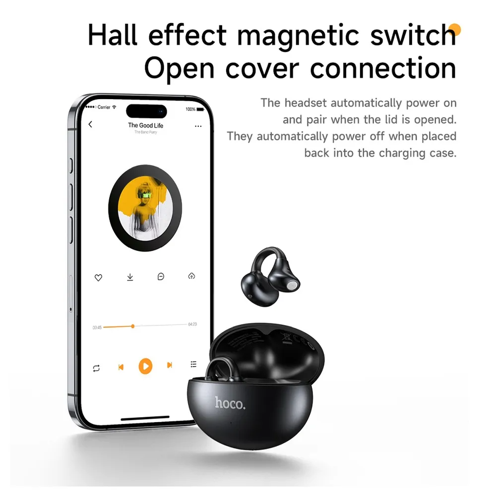 Kit mains libres Bluetooth HOCO EA8, TWS, Noir