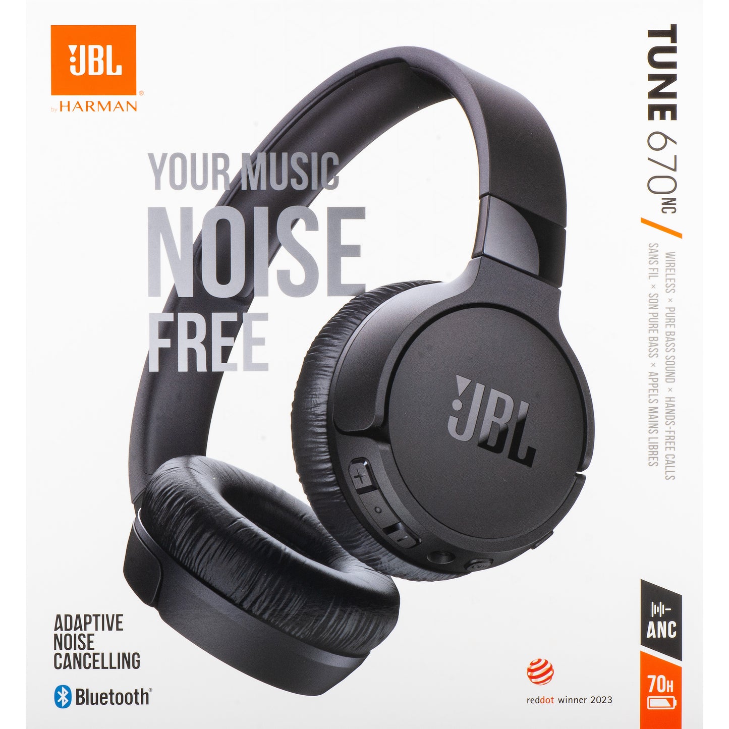 Handsfree Bluetooth JBL Tune 670NC, MultiPoint, A2DP, ANC, Schwarz JBLT670NCBLKAP