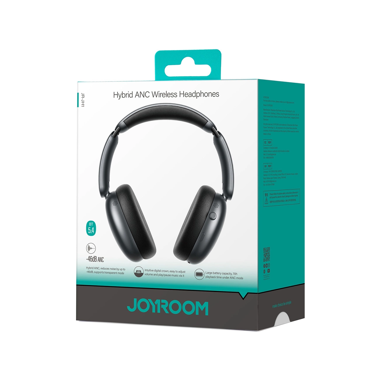 Handsfree Bluetooth Joyroom JR-JH1, A2DP, ANC, Nero