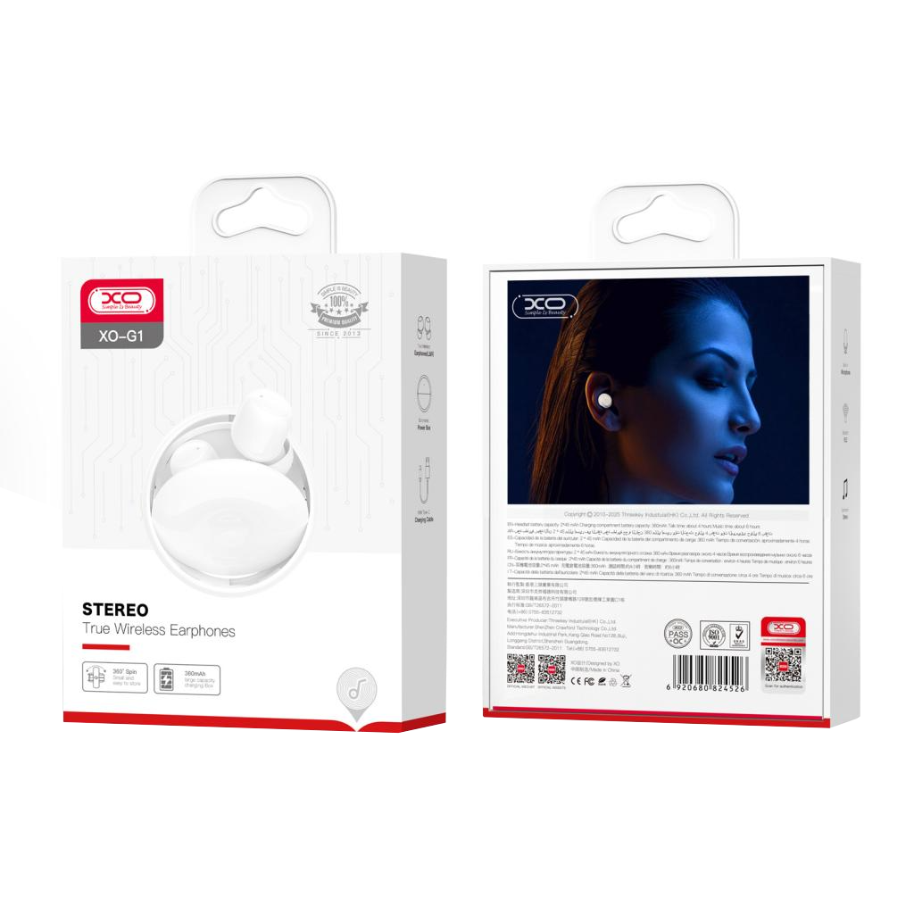 Auricolari Bluetooth XO Design G1, TWS, Bianco