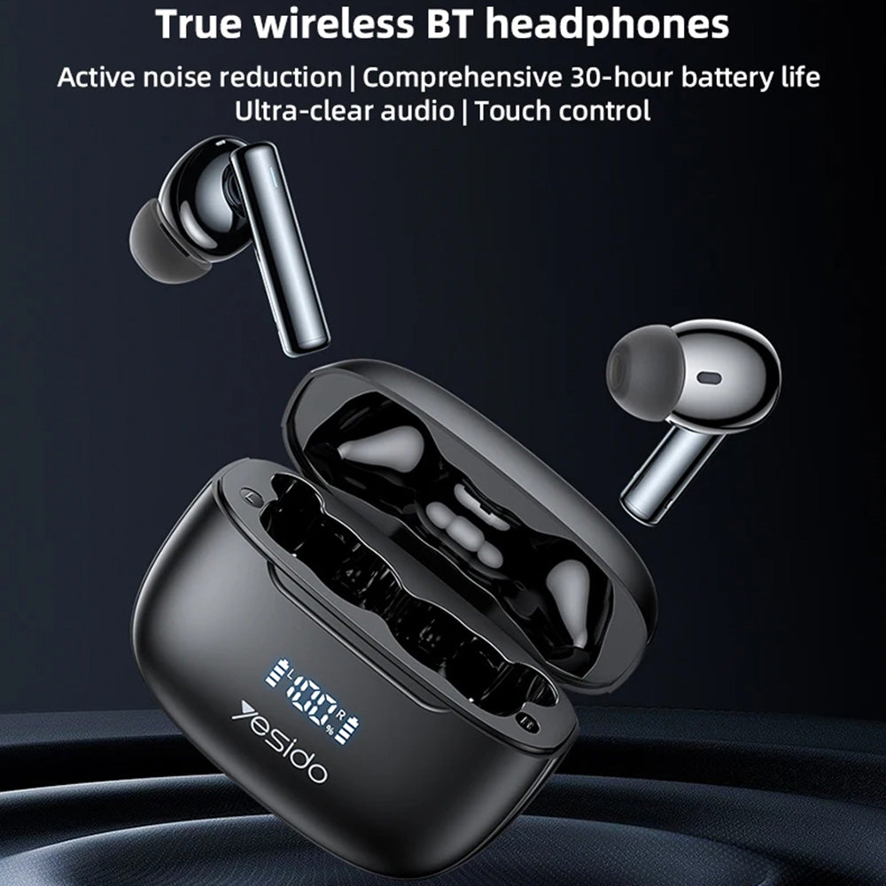 Auricolare Bluetooth Yesido TWS23, TWS, ANC, Nero