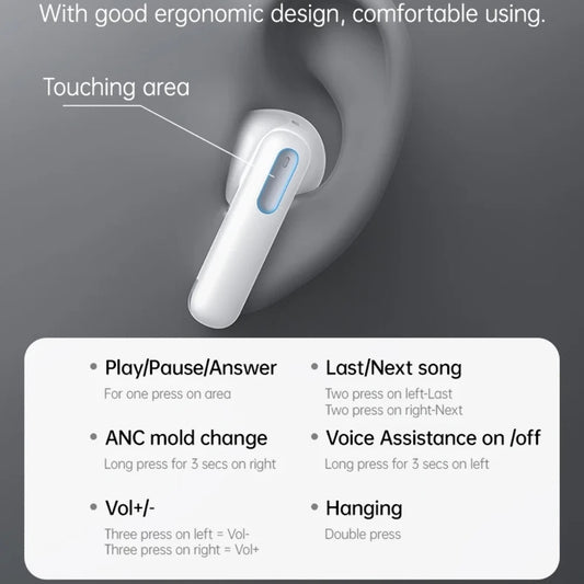 Handsfree Bluetooth Yesido TWS34, TWS, ANC, Weiß