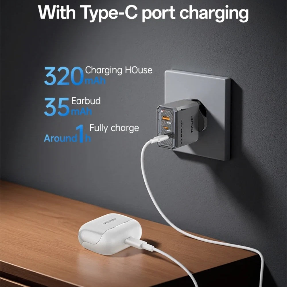 Auricolare Bluetooth Yesido TWS34, TWS, ANC, Bianco