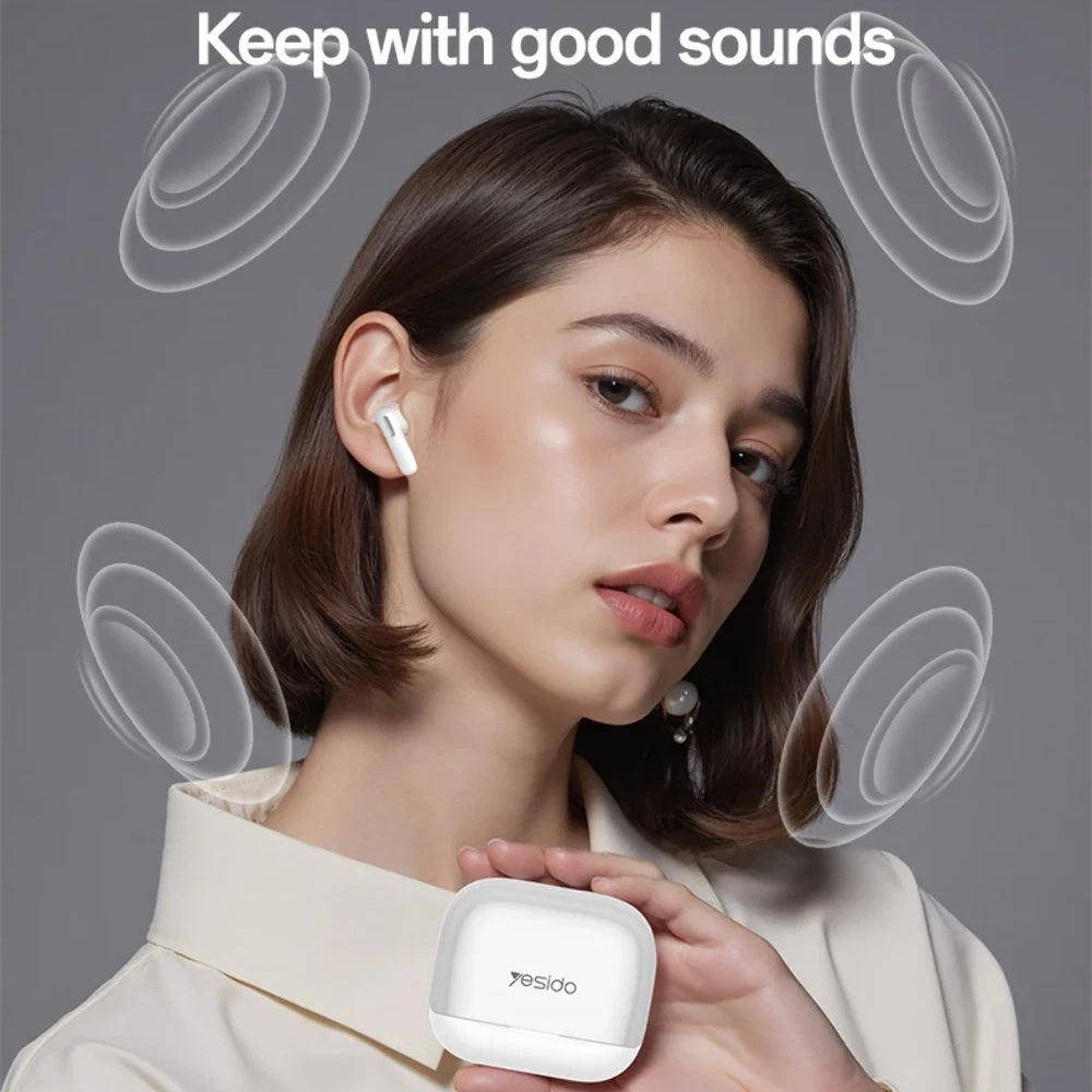 Auricolare Bluetooth Yesido TWS34, TWS, ANC, Bianco