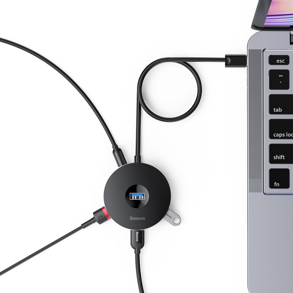Baseus Round USB Hub 4-Port | 1m Kabel | Schwarz