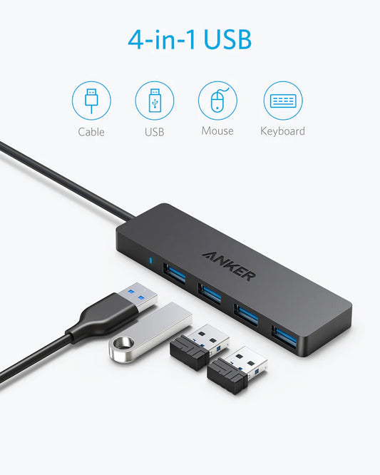 Hub USB Anker, 4 x USB-A 3.0, nero A7516016