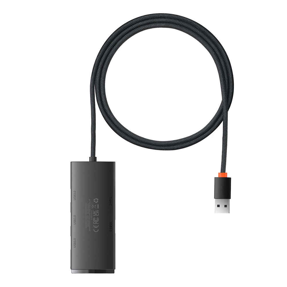 Hub USB Baseus Lite, 4 x USB-A 3.0 - 1 x USB-C, 1m, Nero WKQX030101