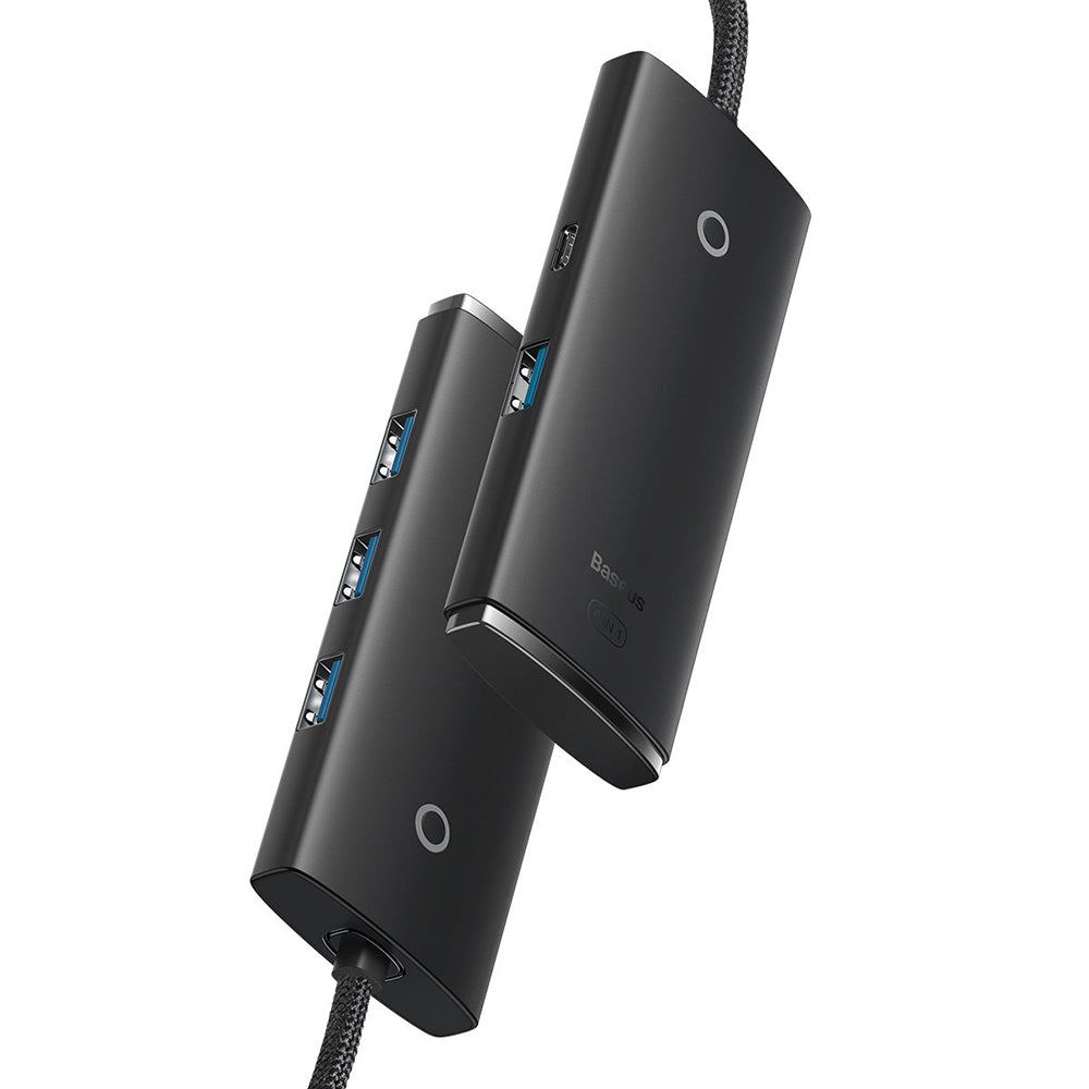 Hub USB Baseus Lite, 4 x USB-A 3.0 - 1 x USB-C, 1m, Nero WKQX030101