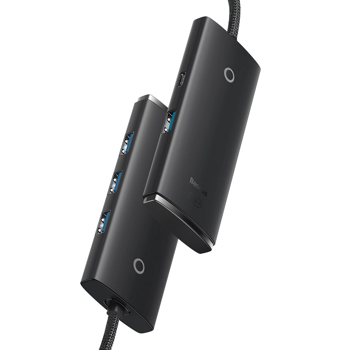 Hub USB Baseus Lite, 4 x USB-A 3.0 - 1 x USB-C, 2m, Schwarz WKQX030201