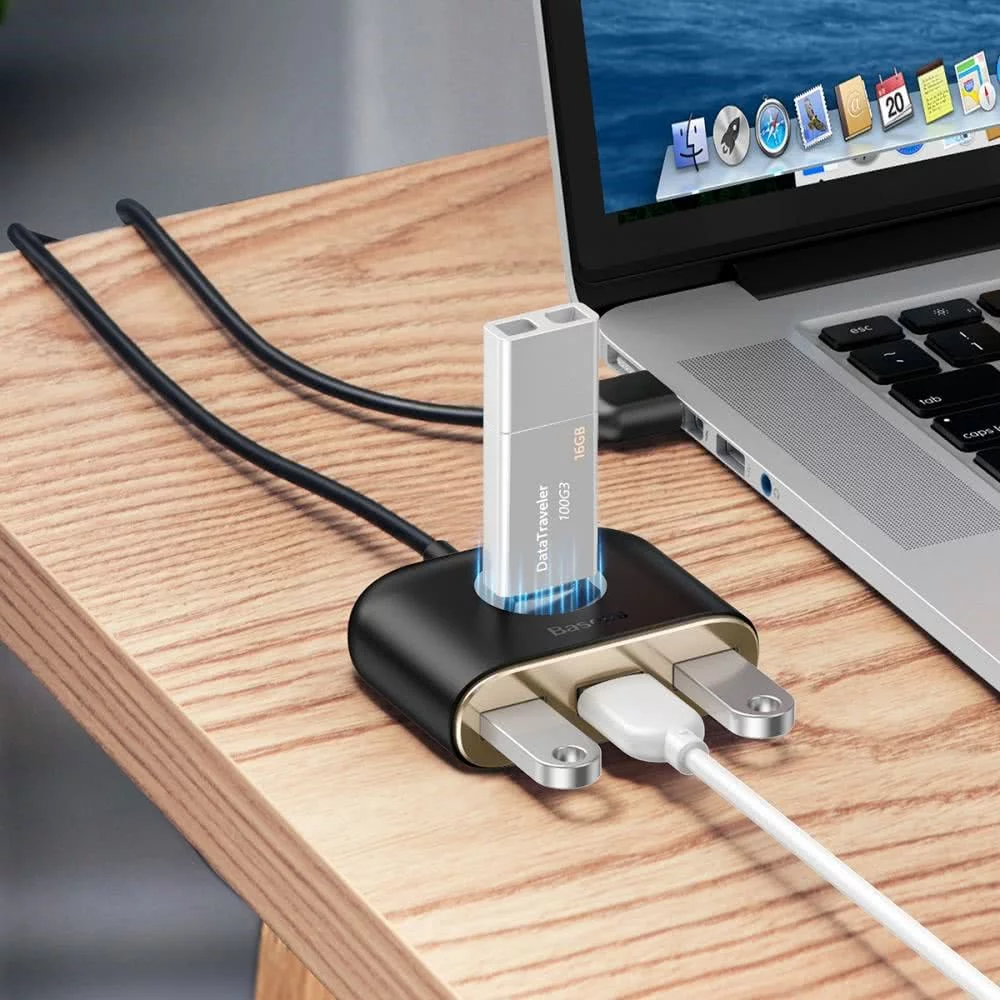 Hub USB Baseus Square, 1 x USB-A 3.0 - 3 x USB-A, Noir CAHUB-AY01