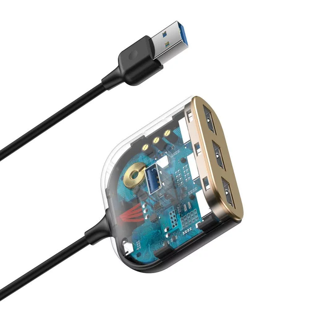 Hub USB Baseus Square, 1 x USB-A 3.0 - 3 x USB-A, Noir CAHUB-AY01