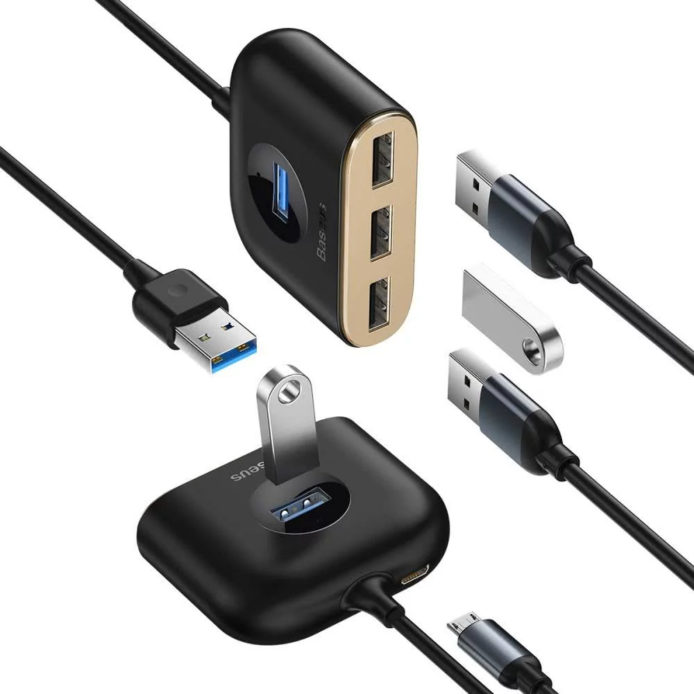 Hub USB Baseus Square, 1 x USB-A 3.0 - 3 x USB-A, Noir CAHUB-AY01