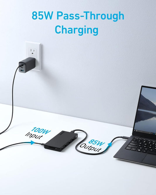 Hub USB-C Anker, 1 x USB-A 3.0 - 2 x USB-A - 3 x USB-C - 2 x HDMI - 1 x RJ45 - 1 x SD, Nero A83A2G11