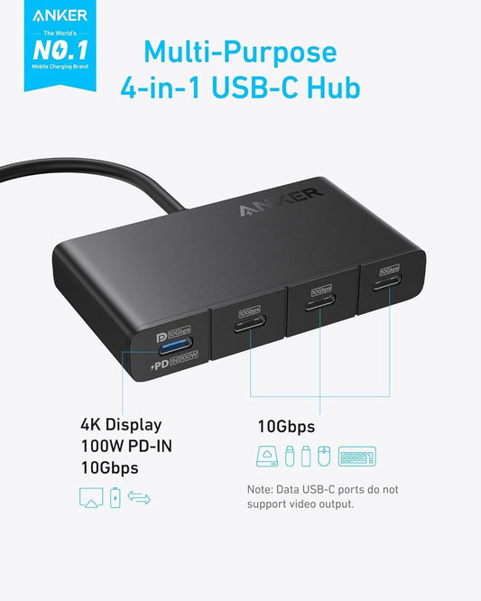 Hub USB-C Anker, 4 x USB-C, noir A8340GA1