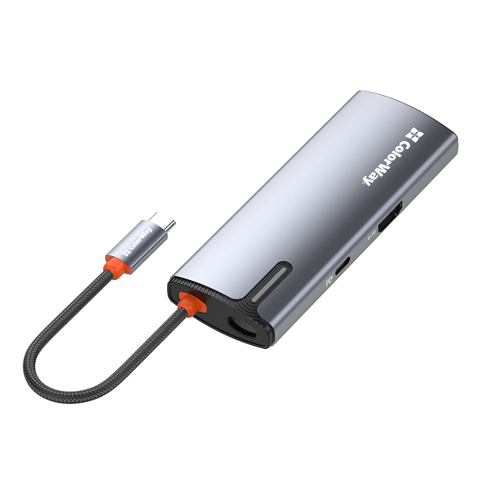 Hub USB-C ColorWay CW-HUB01, 5en1, Argenté