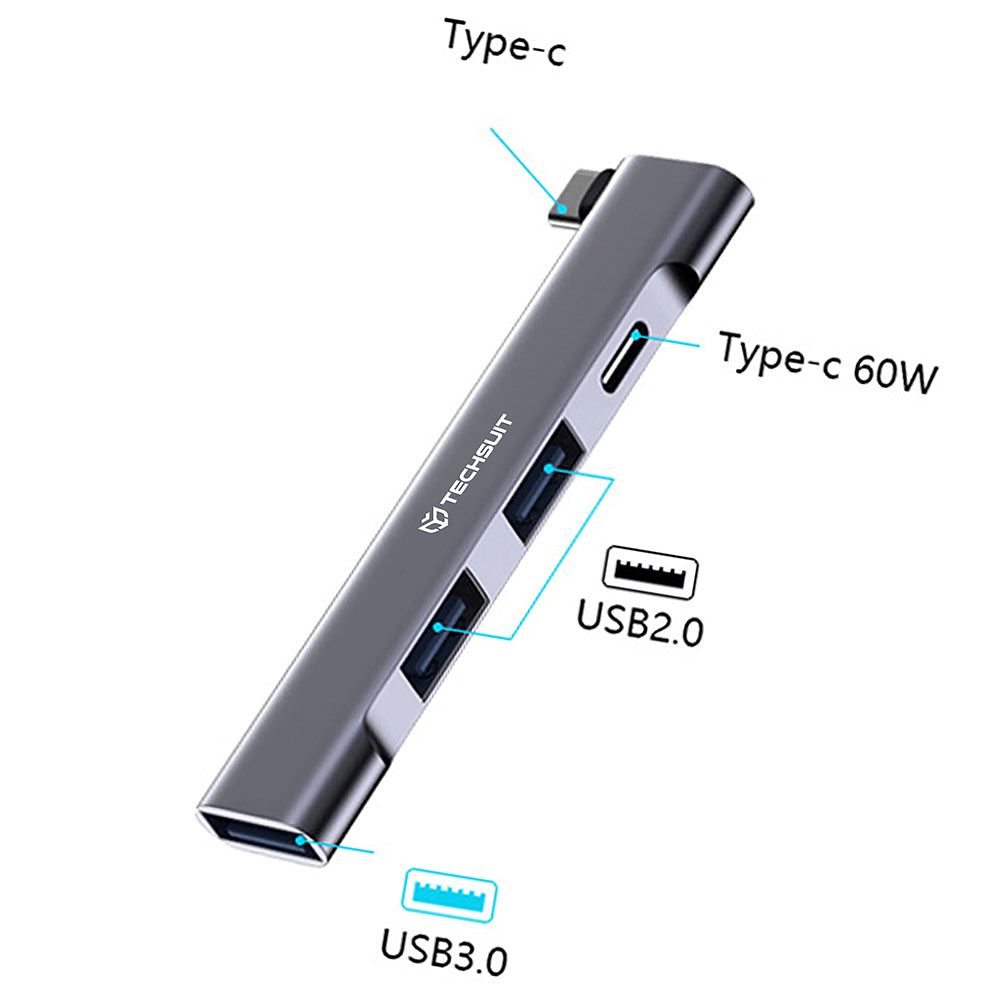 Hub USB-C Techsuit H12 ZenithDock, 4in1, Grigio