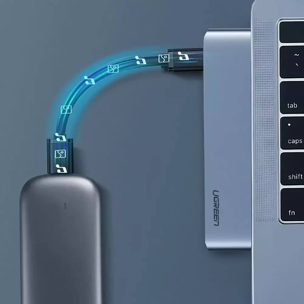 UGREEN CM251 USB-C Hub für Apple MacBook Pro / Air, 3 x USB-A 3.0 - 1 x USB-C - 1 x SD - 1 x microSD, Grau