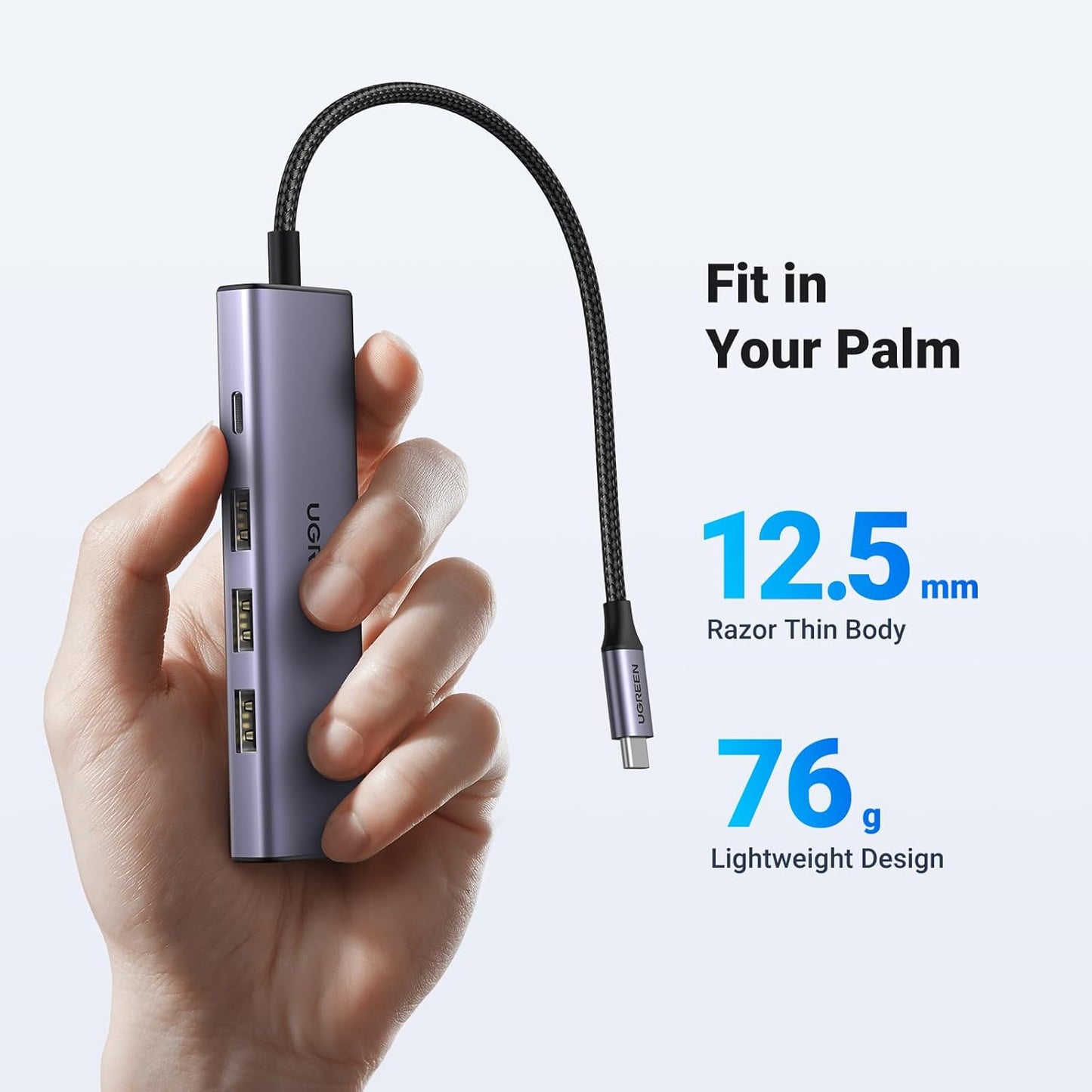 Hub USB-C UGREEN CM511, 3 x USB-A 3.0 - 1 x USB-C - 1 x HDMI, Grau
