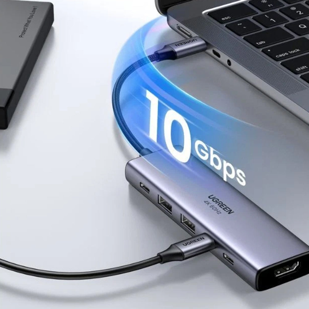 Hub USB-C UGREEN CM511 (35999), 2 x USB-A 3.2 - 3 x USB-C - 1 x HDMI, Grau