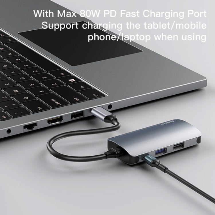Hub USB-C Yesido HB15, 6in1, Grigio